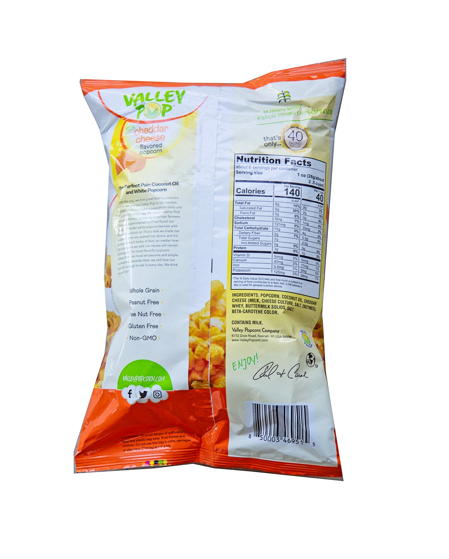 6 Count - 6.5oz Bag of Cheddar Cheese Popcorn