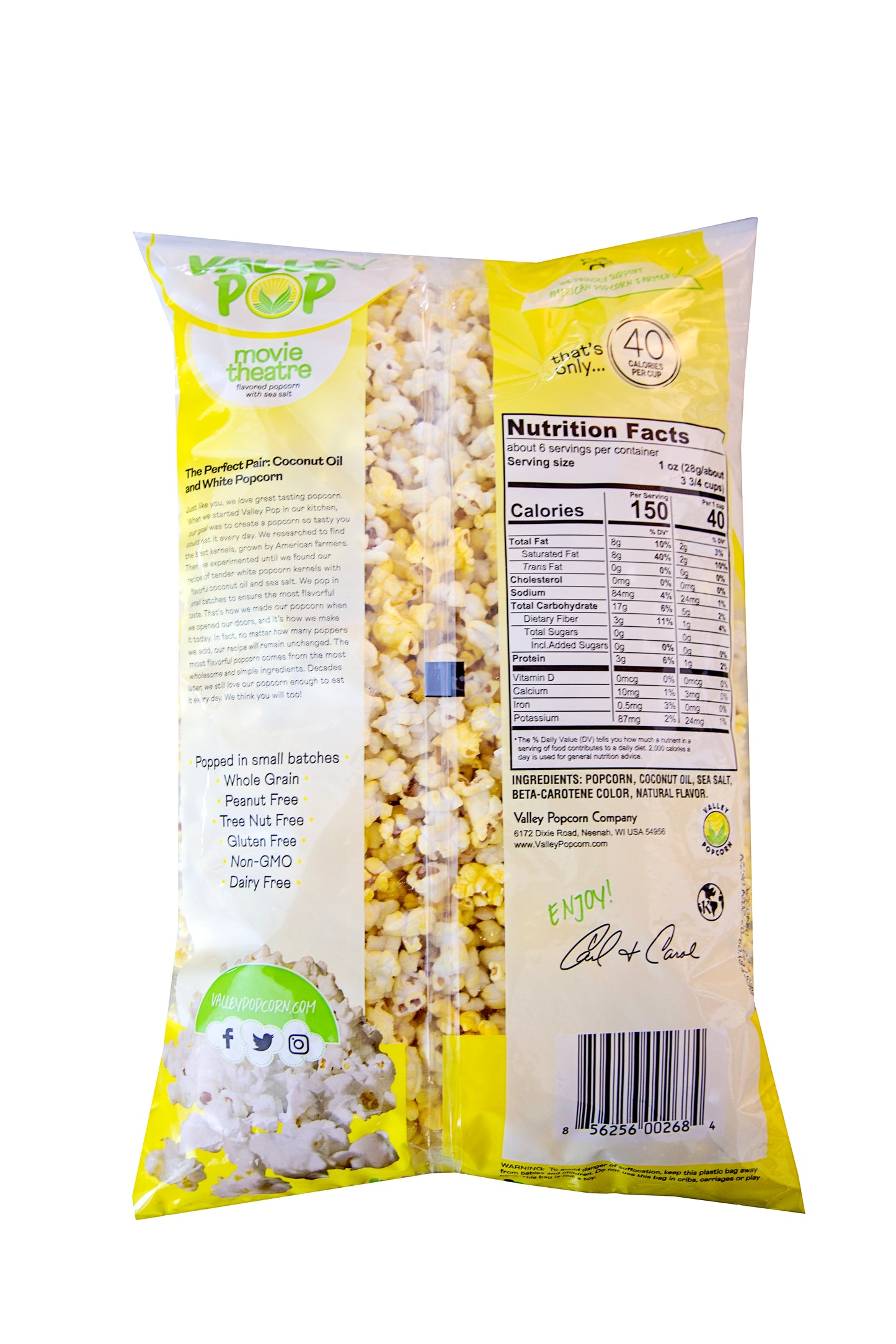 6 Count - 6.5 oz Bag of Movie Theater Yellow Popcorn