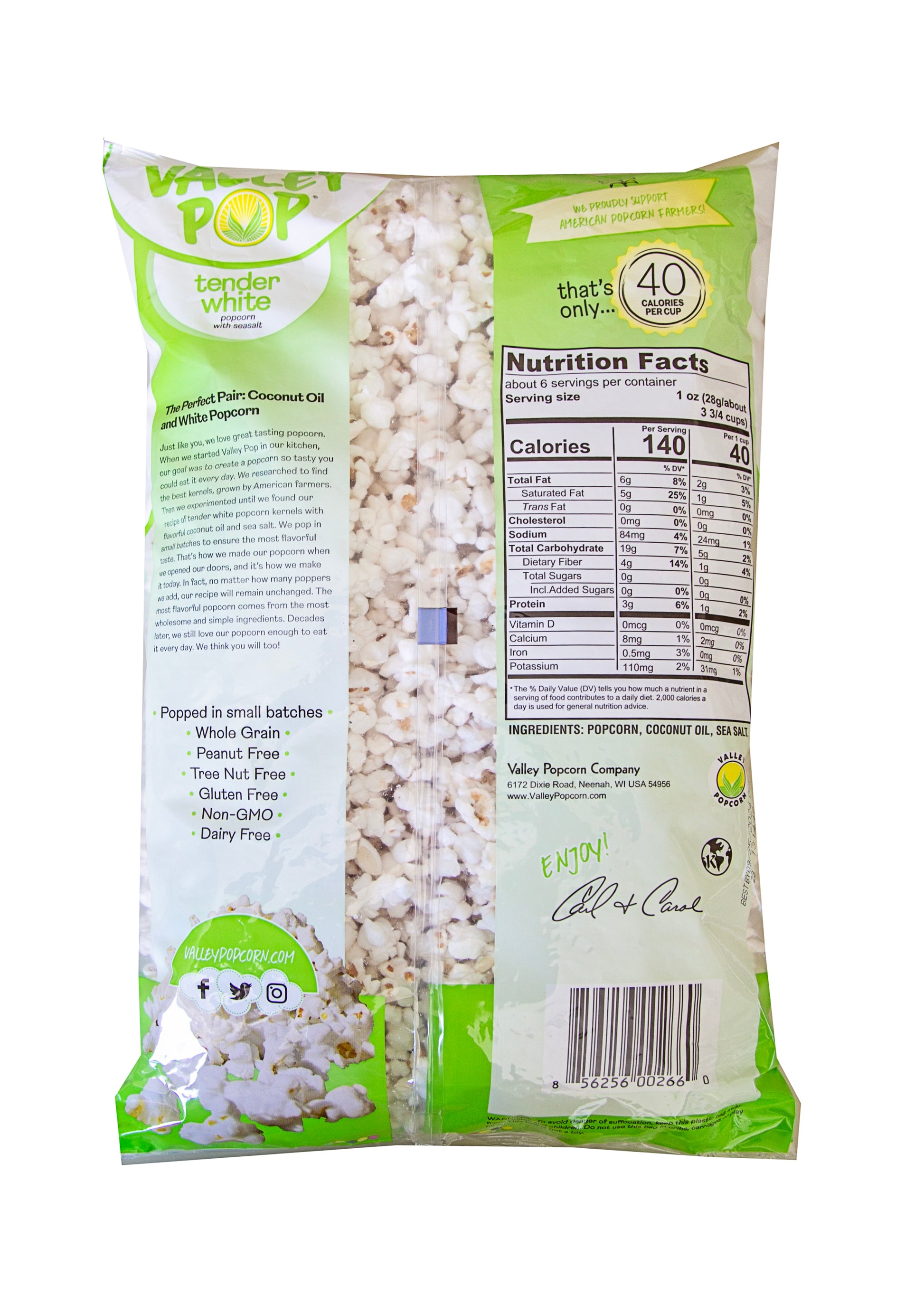 Valley Pop - 6.5 oz Bag of White Popcorn - 6 Count